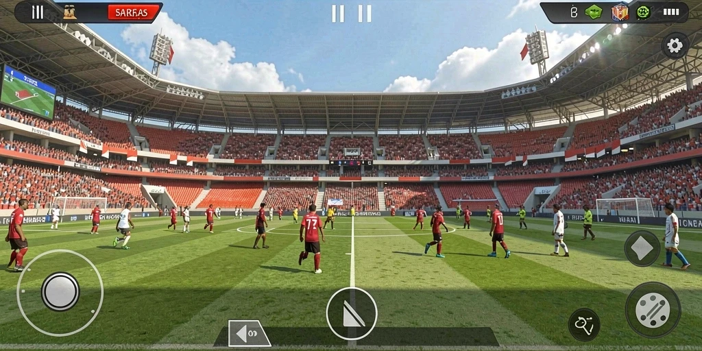 Screenshot menunjukkan petualangan menegangkan di dunia fantastis.